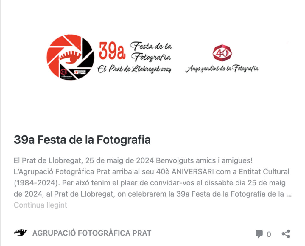 Assitencia 39a Festa de la Fotografia  de la FCF al Prat de Llobregat